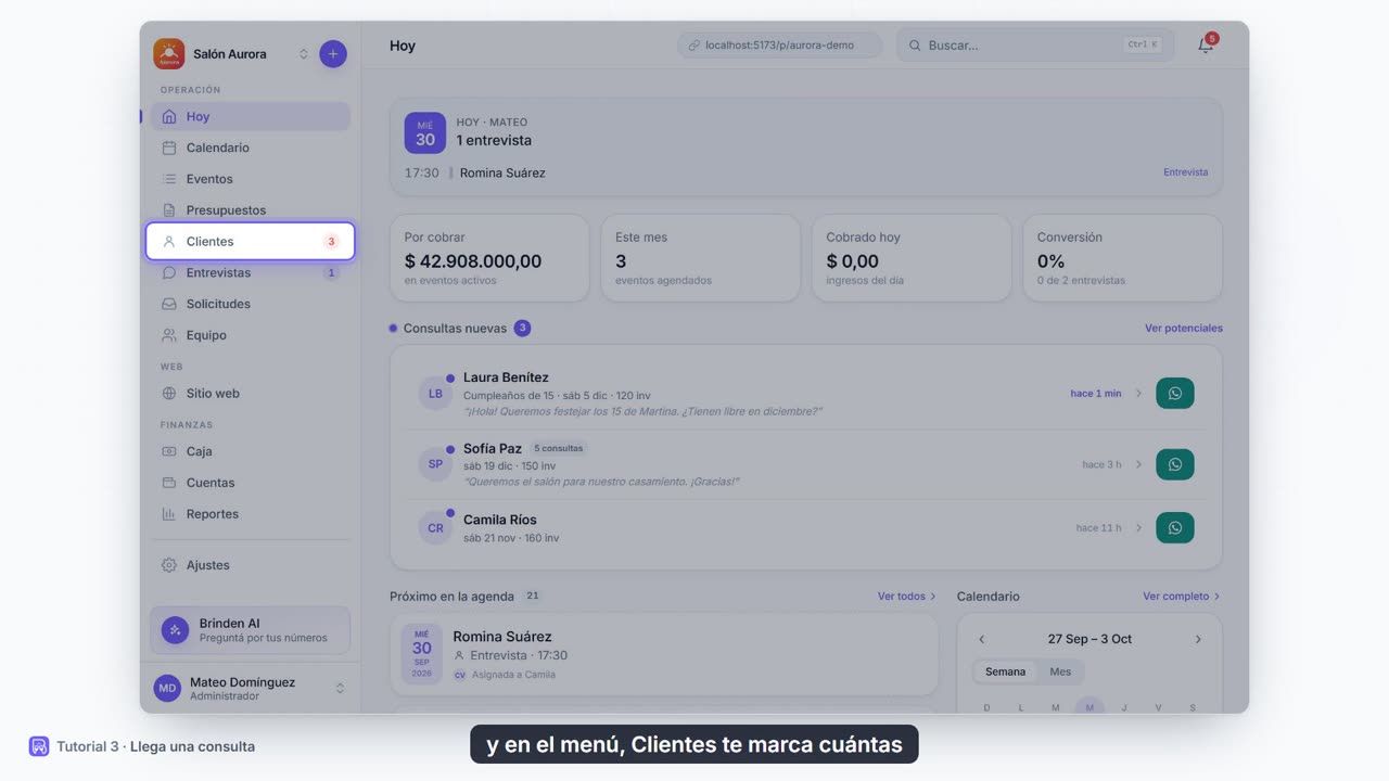Tutorial 3: Llega una consulta